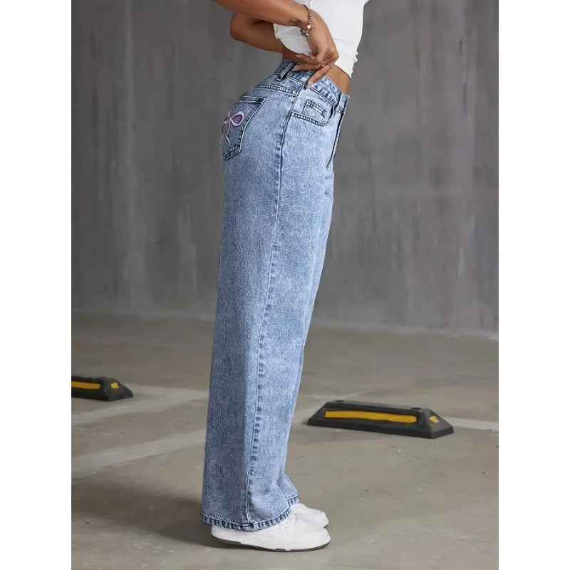 Jean Large Brodé Nœud Liora