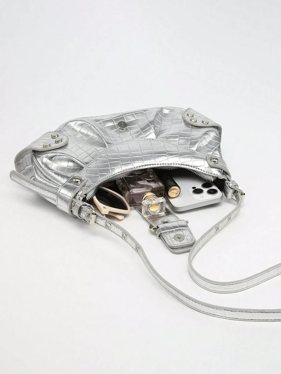 Sac en Simili Cuir a bandouliere pour femme argenté 5
