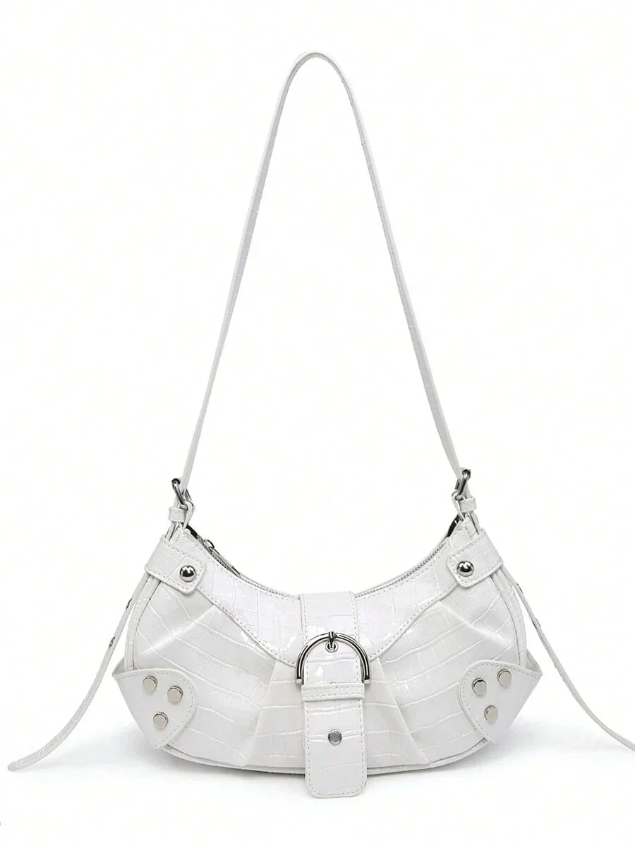 Sac en Simili Cuir a bandouliere pour femme blanc de face
