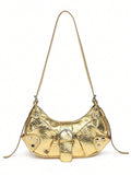 Sac en Simili Cuir a bandouliere pour femme doré de face