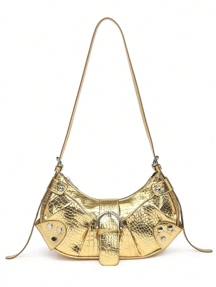 Sac en Simili Cuir a bandouliere pour femme doré de face