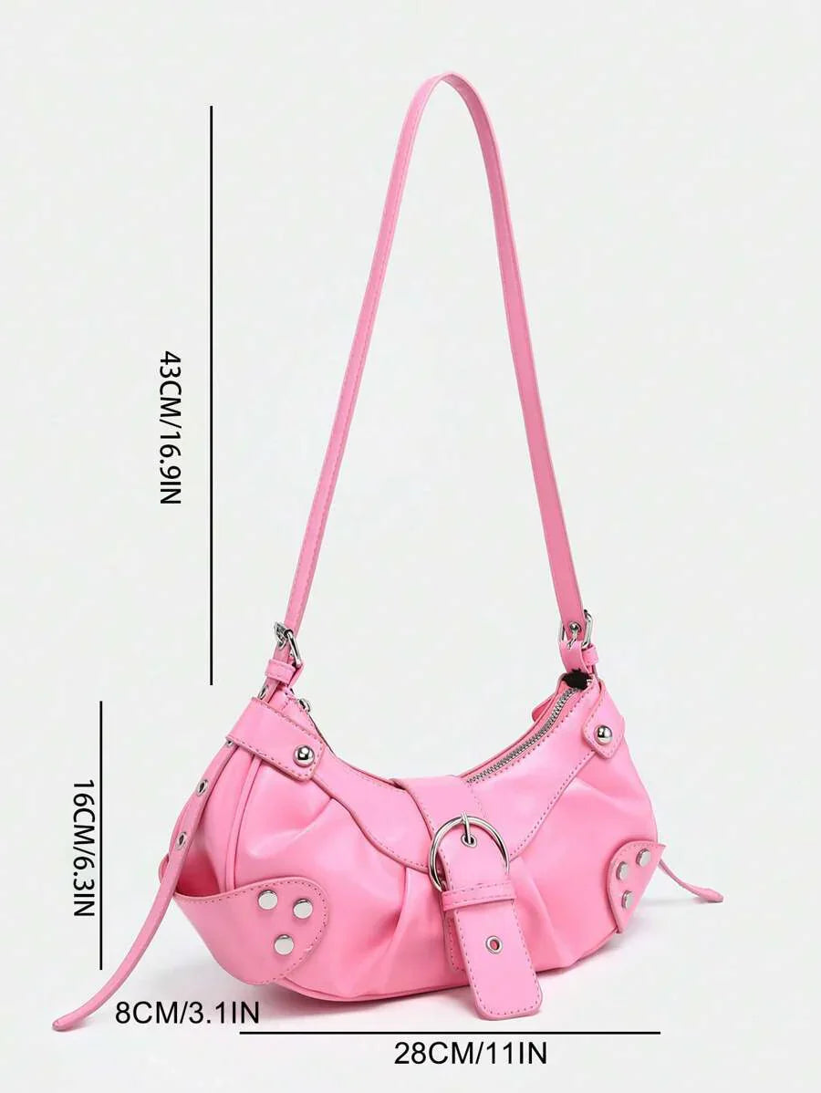 dimension sac en Simili Cuir a bandouliere pour femme rose2
