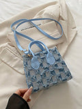 mini sac à main femme carré bleu patchwork